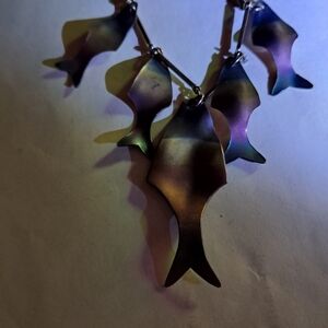 Multi-Fish Pendant Silvertone Necklace